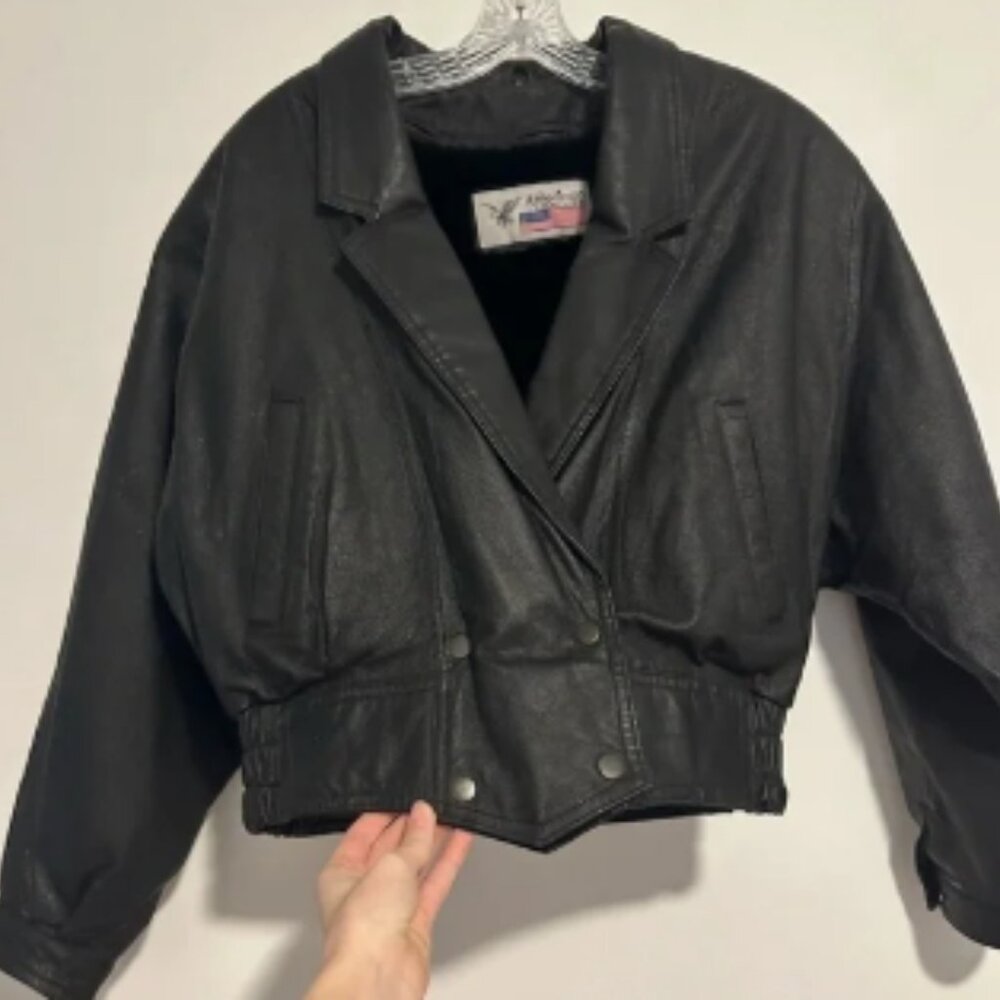 Vintage American leather black biker jacket